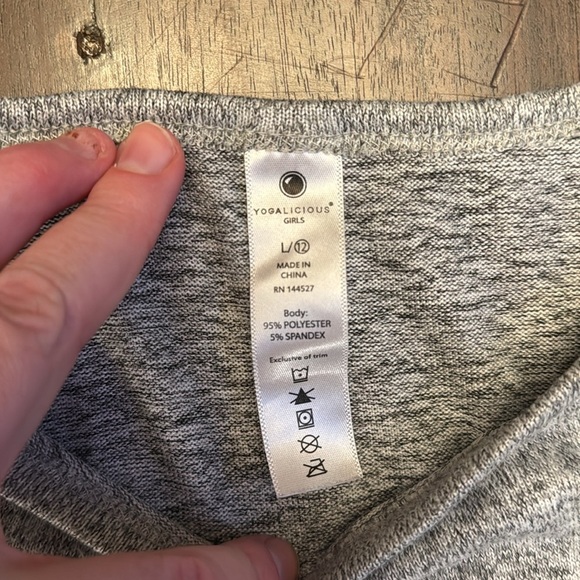 Yogalicious heather gray tie front sweatshirt size L/12 - Picture 2 of 3